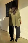 Pleat Smock Blouse Khaki /2=